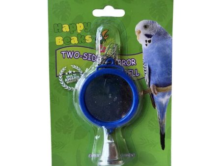 A & E Cages Happy Beaks 2-Sided Mirror with Bell Bird Toy 1ea One Size For Sale